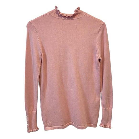 Laura Petites Coquette Girl Feline Turtleneck in Pink with Pearl Accents - Picture 17 of 17